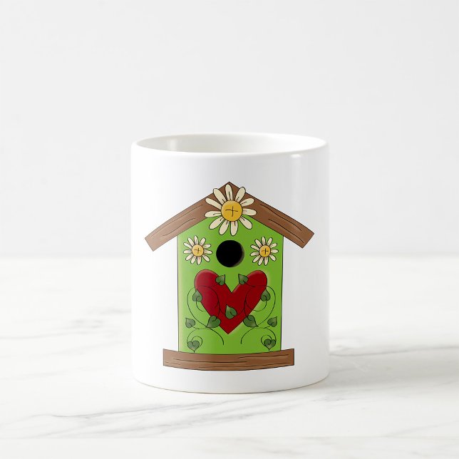 Green Birdhouse mit Herz und Milch Kaffeetasse (Von Creator hochgeladen)