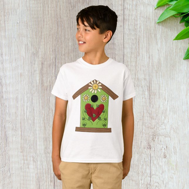 Green Birdhouse mit Herz und Milch T-Shirt (Von Creator hochgeladen)