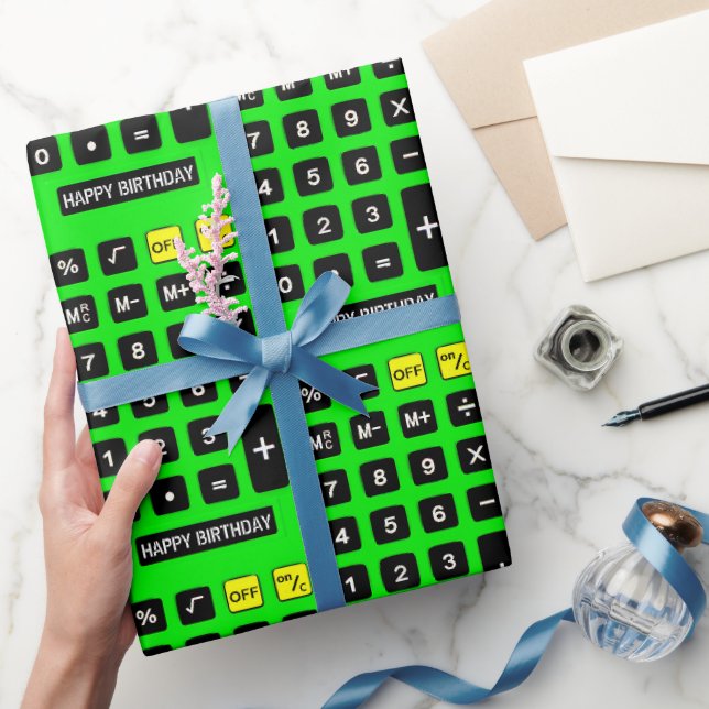 Green Birthday Calculator Geschenkpapier (Schenken)