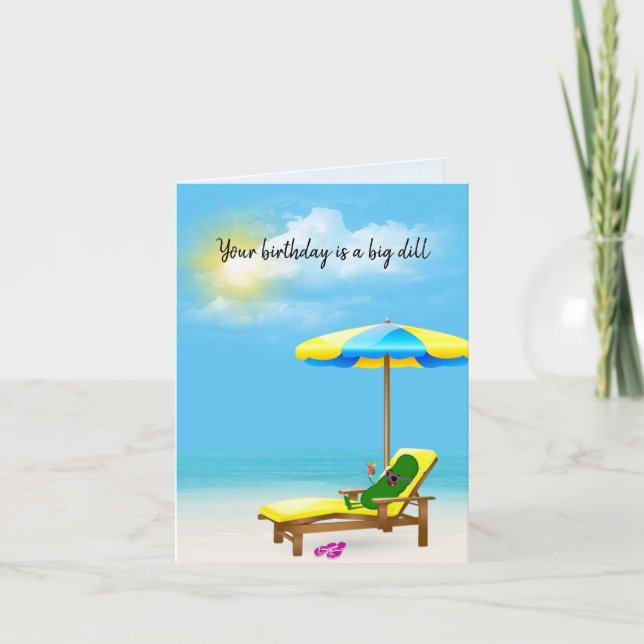 Green Birthday Pickle on Beach Chair Karte (Vorderseite)