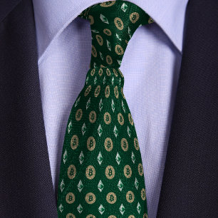 Green Bitcoin Ethereum Crypto Icons Krawatte