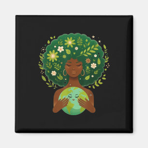 Green Black Afro Mother Earth Day Gaia Rettete uns Magnet