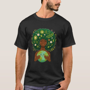 Green Black Afro Mother Earth Day Gaia Rettete uns T-Shirt