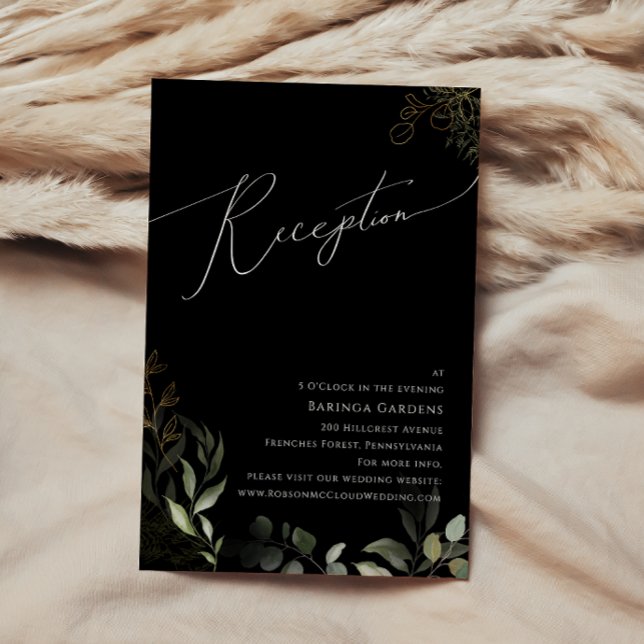 Green Black and Gold Hochzeitskarte Begleitkarte (Von Creator hochgeladen)