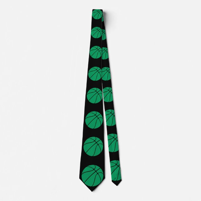 Green & Black Basketball Player oder Coach Neck Ti Krawatte (Vorderseite)