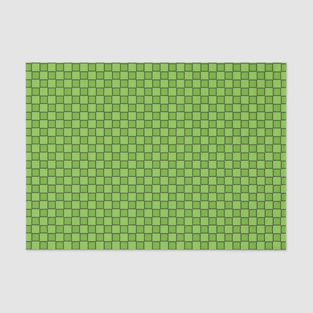 Green Black Checkerboard Muster Seidenpapier (Vorderseite)