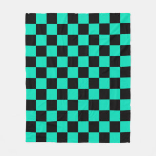 Green Black Checkered Karo Pattern Fleecedecke