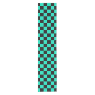 Green Black Checkered Karo Pattern Kurzer Tischläufer