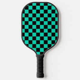 Green Black Checkered Karo Pattern Pickleball Schläger