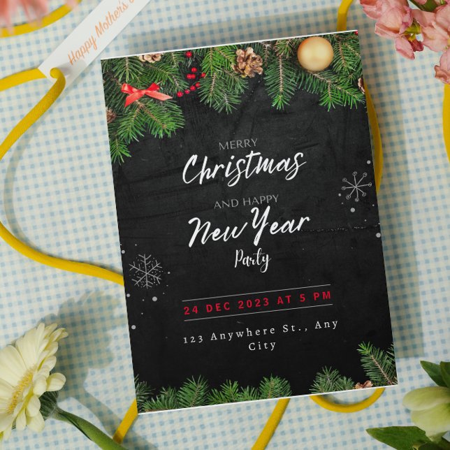 Green Black Christmas Party Einladung (Von Creator hochgeladen)