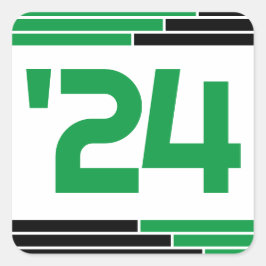 Green & Black Class von '24 Abschluss Quadratischer Aufkleber