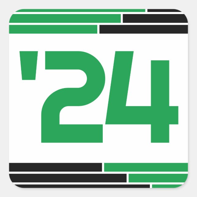 Green & Black Class von '24 Abschluss Quadratischer Aufkleber (Vorderseite)