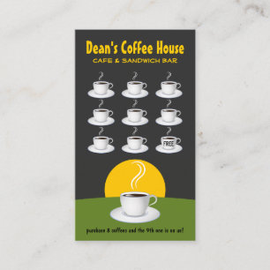 Green Black Coffee Shop Loyalty Awards Punch Café Treuekarte
