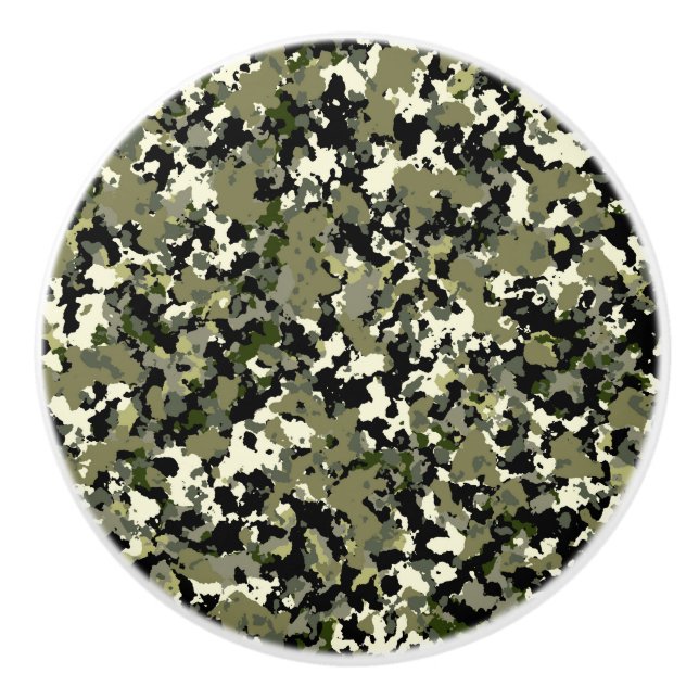 Green Black Cream Camouflage Muster drucken Keramikknauf (Vorderseite)