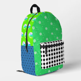 Green Black Creative künstlerisch Backpack Bedruckter Rucksack