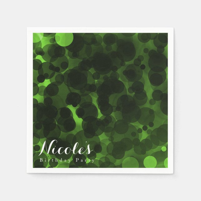 Green & Black Dots Modernes Chic Party mit individ Serviette (Vorderseite)
