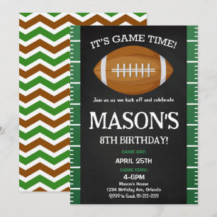 Green Black Football Anniversaire Fête Invitation