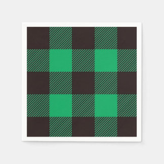 Green Black Gingham Buffalo Karierter Bauernhof Serviette