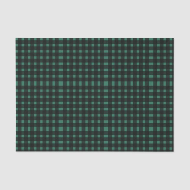 Green Black Gingham Pattern Seidenpapier (Vorderseite)