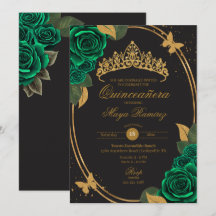 Green Black Gold Glitzern Butterfly Quinceñera