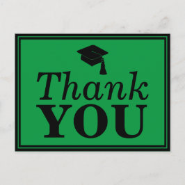 Green Black Grad Cap Danke Postkarte