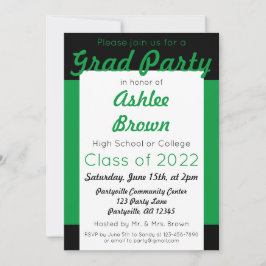 Green Black Grad Party Fett Abschluss Einladung
