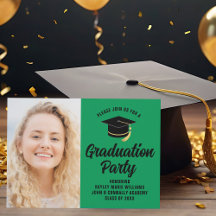 Green Black Graduate Foto 2025 Graduation Party