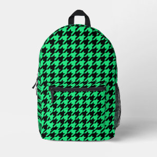Green Black Hahnentrittmuster Karo Bedruckter Rucksack