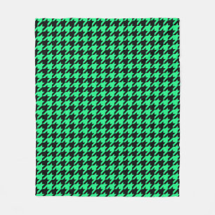 Green Black Hahnentrittmuster Karo Fleecedecke