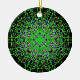 Green Black Kaleidoscope Mandala Art Keramikornament