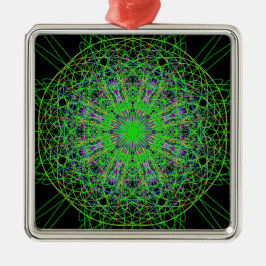 Green Black Kaleidoscope Mandala Art Ornament Aus Metall