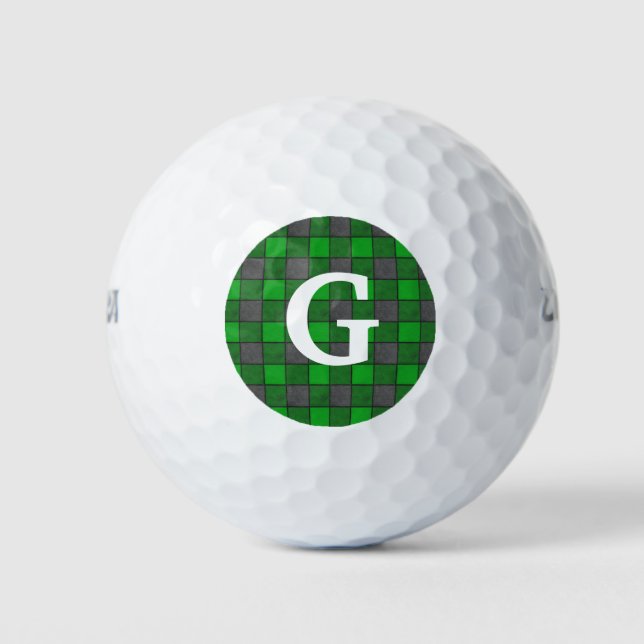 Green Black Karo Golf Ball Monogram (Vorderseite)
