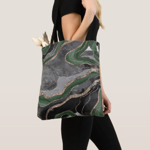 Green Black Marble Agate Gold Glitzer Glam #1 Tasche