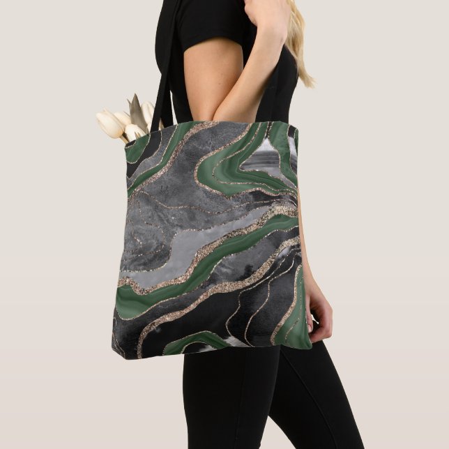 Green Black Marble Agate Gold Glitzer Glam #1  Tasche (Von Nahem)
