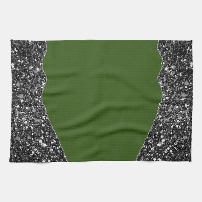 GREEN BLACK MARBLE AGATE Table Runner Geschirrtuch (Horizontal)