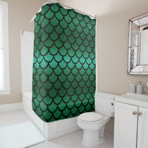 Green & Black Mermaid Scales Fantasy Fish Duschvorhang