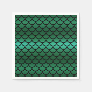 Green & Black Mermaid Scales Fantasy Fish Serviette