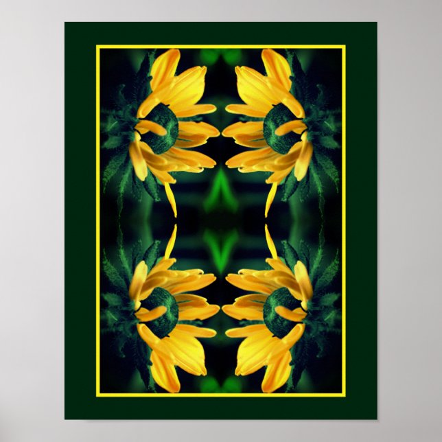 Green Black Mit Augen Susan Abstrakt Blume Art Poster (Vorne)