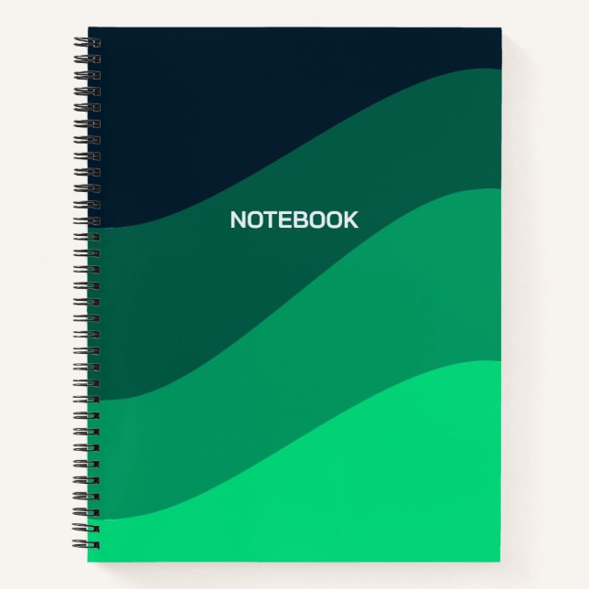 Green Black Ombre Wave Muster Notizbuch (Vorderseite)