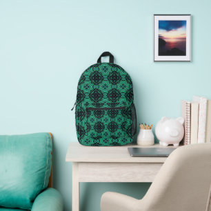Green & Black Paisley Bedruckter Rucksack
