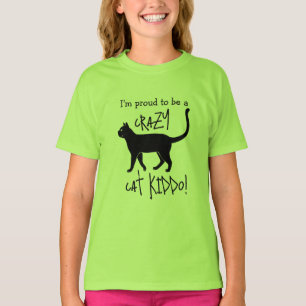 Green Black Personalisiert Crazy Cat Kiddo T-Shirt