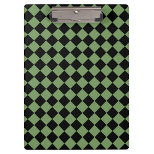 Green Black Schachbrett Diamond Pattern Klemmbrett