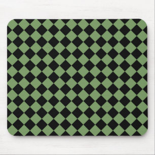 Green Black Schachbrett Diamond Pattern Mousepad
