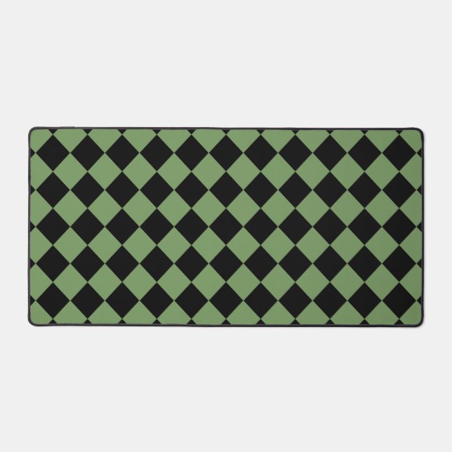 Green Black Schachbrett Diamond Pattern Schreibtischunterlage (Vorderseite)