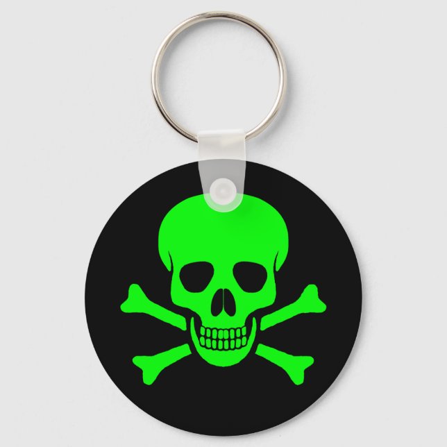 Green & Black Skull & Crossbones Keychain Schlüsselanhänger (Vorderseite)
