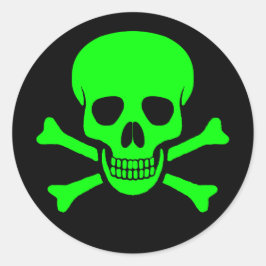 Green & Black Skull & Crossbones Sticker