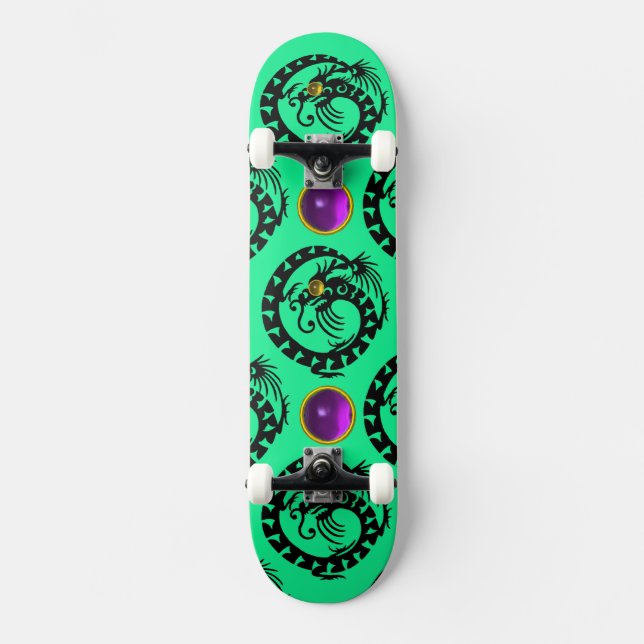 GREEN BLACK SNAKE DRAGON ,Lila Amethyst Gemische Skateboard (Vorderseite)