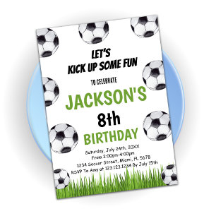 Green Black Soccer Invitations Anniversaire