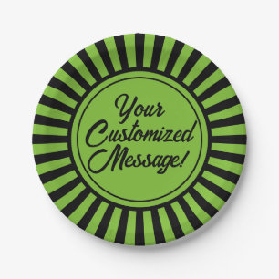 Green Black Stripe Halloween Pappteller