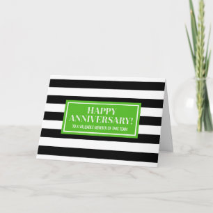 Green Black Stripes Anniversary Card Karte